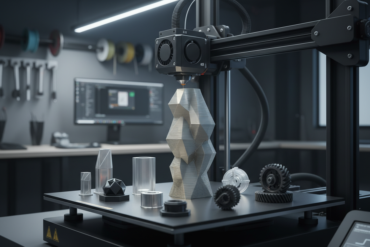 Ein 3D-Drucker der etwas ausdruckt.