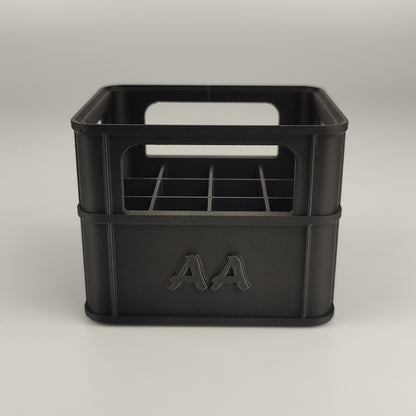 Batteriekiste für AA-Batterien in der Farbe Schwarz.