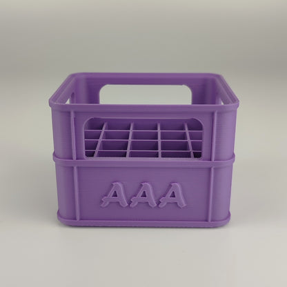 Batteriekiste für AAA-Batterien in der Farbe Lila.