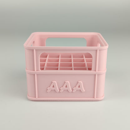 Batteriekiste für AAA-Batterien in der Farbe Pfirsich Rosa.