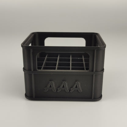 Batteriekiste für AAA-Batterien in der Farbe Schwarz.