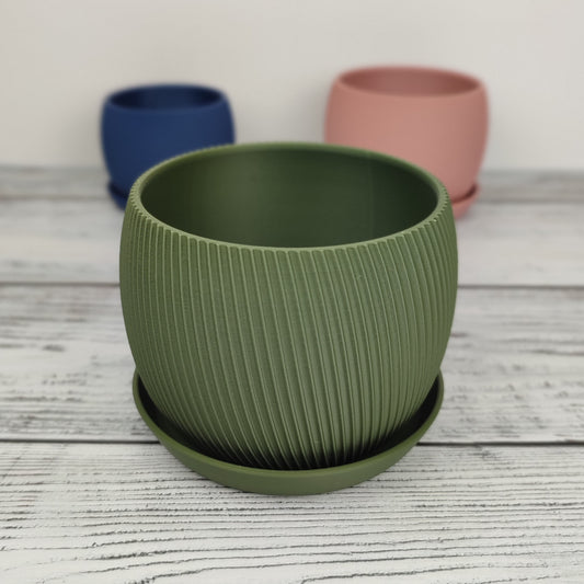 Blumentopf, Größe L, in der Farbe Olive Grün.