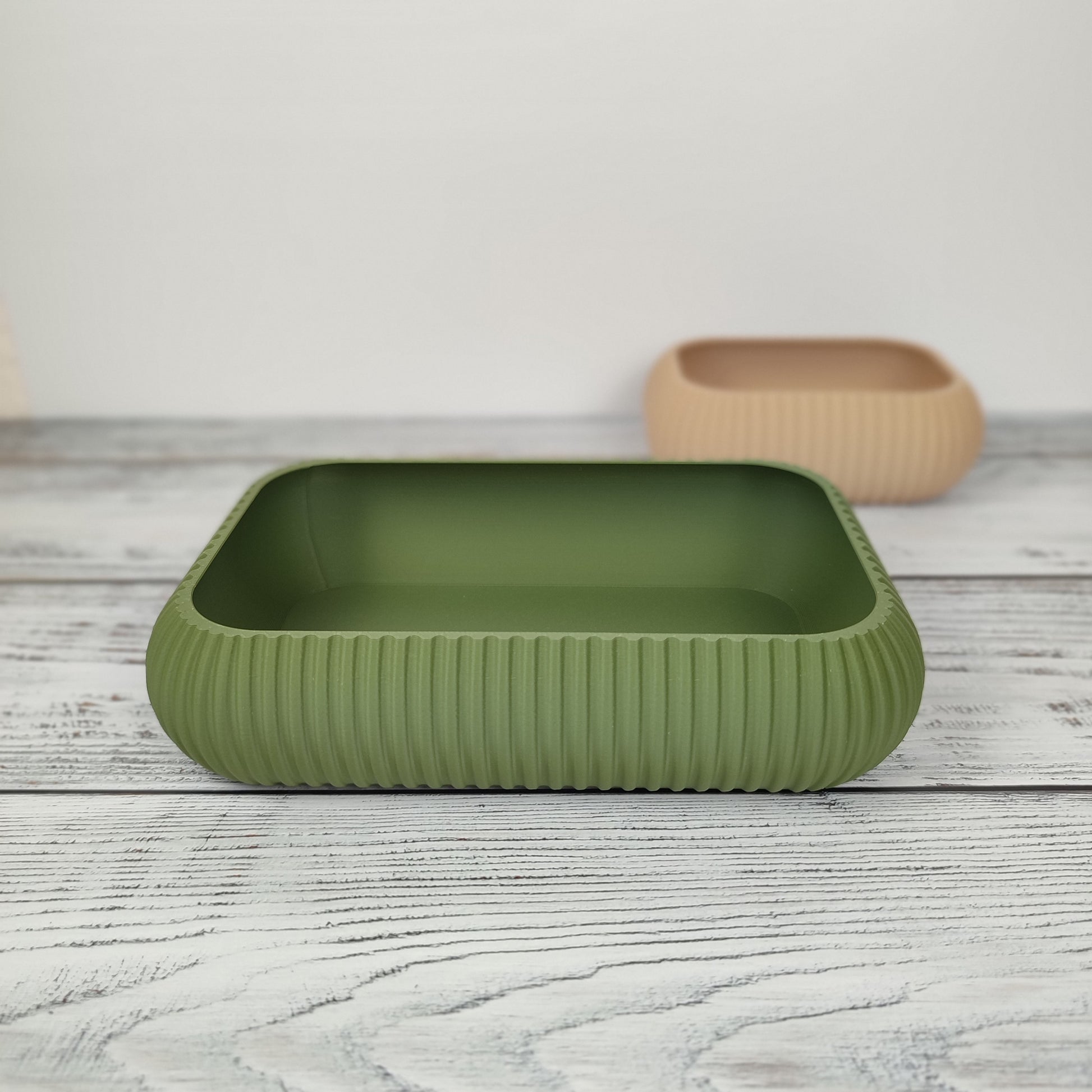 Große Dekoschale in der Farbe Olive Grün.